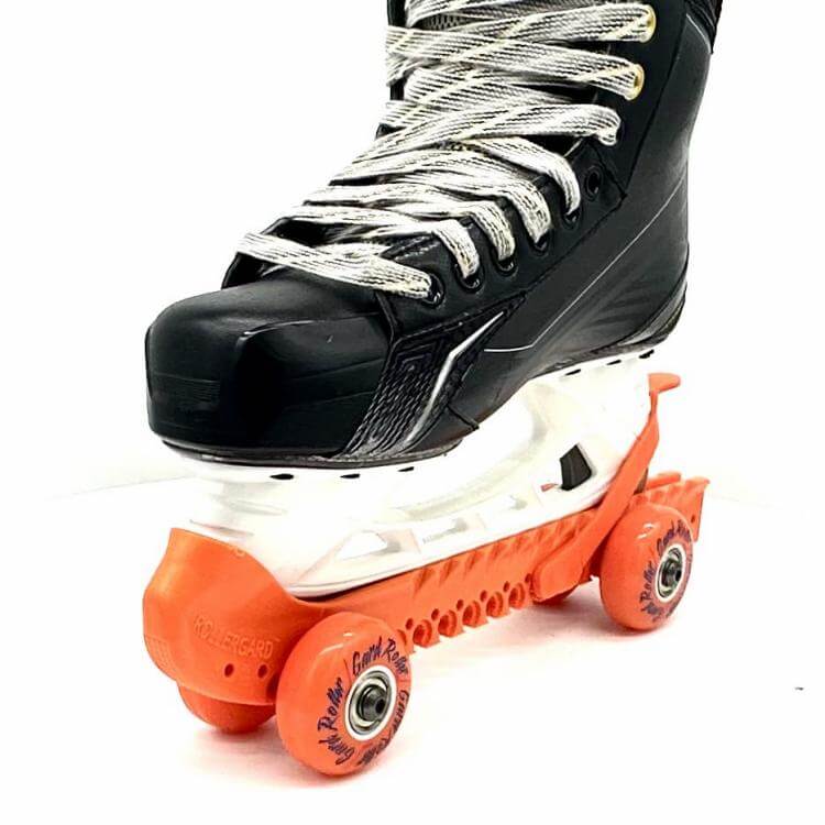 Guardas con ruedas RollerGard color naranja para hockey de venta en Skate World México