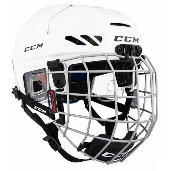 Casco de hockey CCM Fitlite 3Ds con careta color blanco Junior en Skate World tiendapatinesskateworld.com