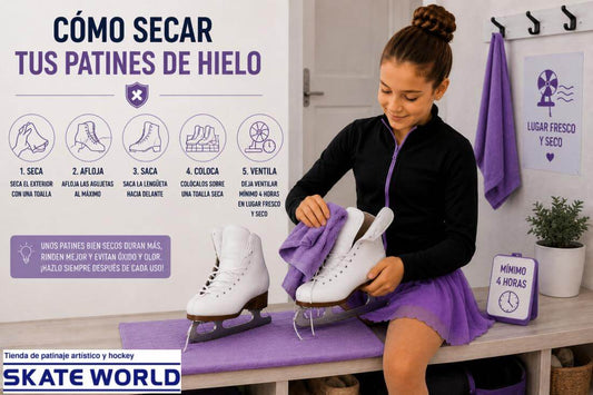 Aprende a secar correctamente tus patines de hielo antes de guardarlos.