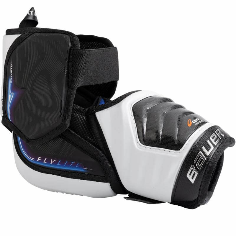 Las coderas Bauer Vapor Flylite tienen diseño anatómico que te permite un rango de movimiento excelente