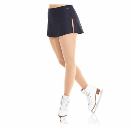 Falda para patinaje Mondor modelo 621. Falda plana de nylon brillante, elegancia que brilla bajo los reflectores.