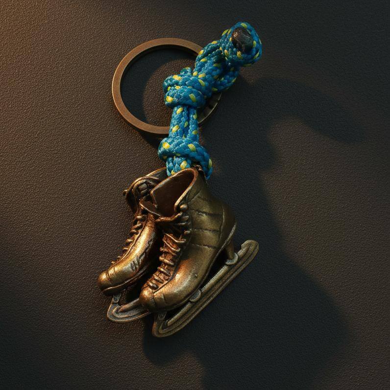 llavero de bronce artesanal de Andrea Creazioni diseño patines de hockey