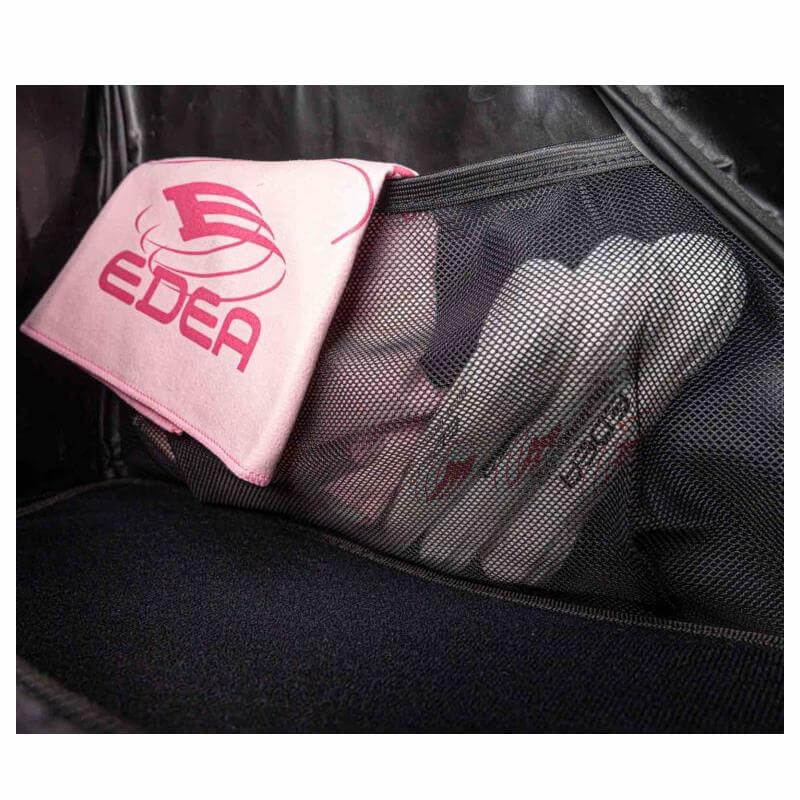 Maleta Edea Gold con bolsillo interno de malla para organizar agujetas, calcetines, toalla para cuchillas y guantes de patinaje
