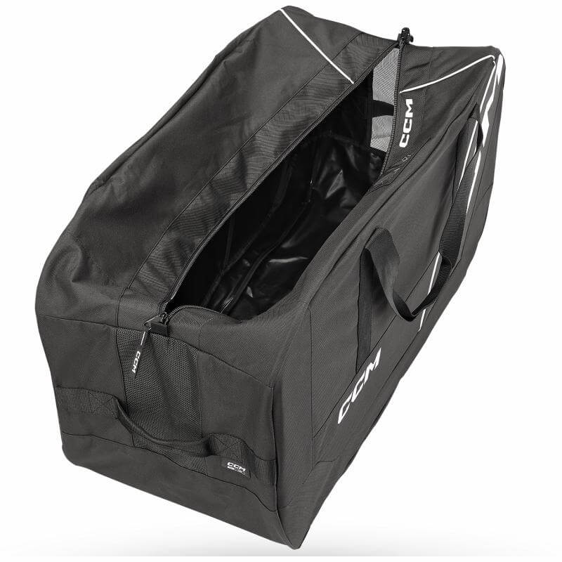 Maleta de hockey CCM 510 Core 32 pulgadas con forro de poliéster 210D gris, bolsillos para patines, bolsa de malla adicional y presilla para ropa sucia - capacidad 117 litros