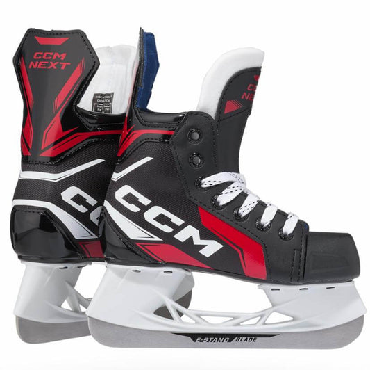 Los patines de hockey CCM Next para niños vienen con un afilado básico de fábrica