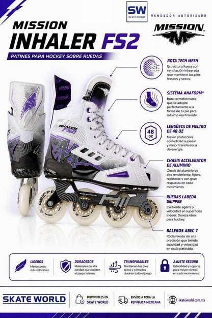 Patines de Hockey Inline Mission Inhaler FS2. Velocidad, potencia y control. Nivel intermedio y competitivo