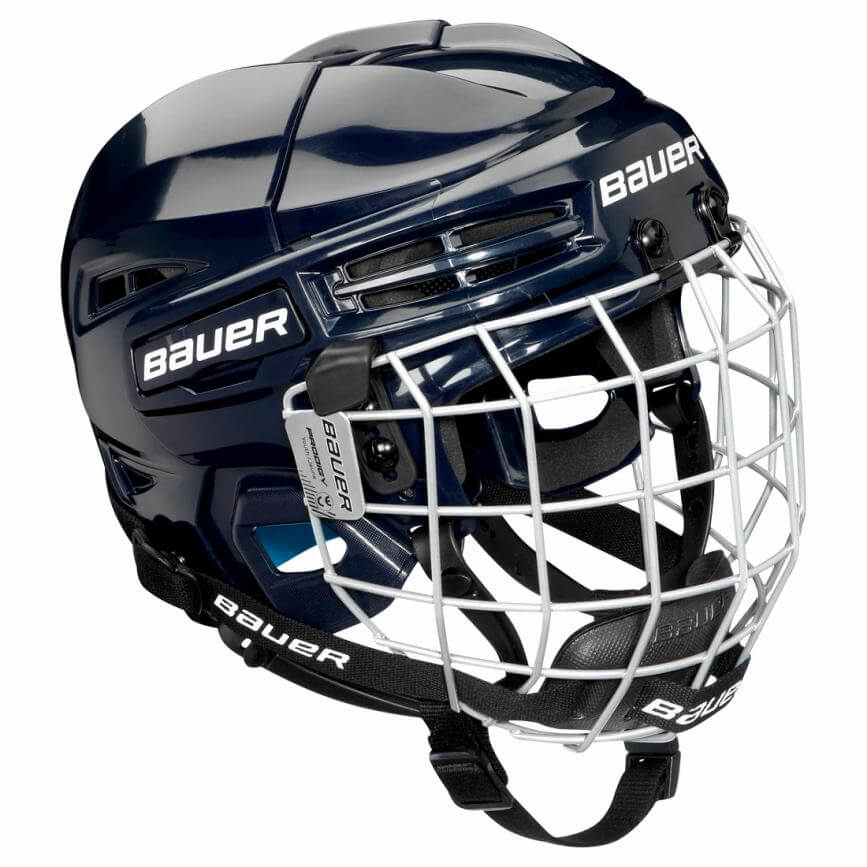 Casco de hockey Bauer Prodigy azul marino con careta de venta en Skate World